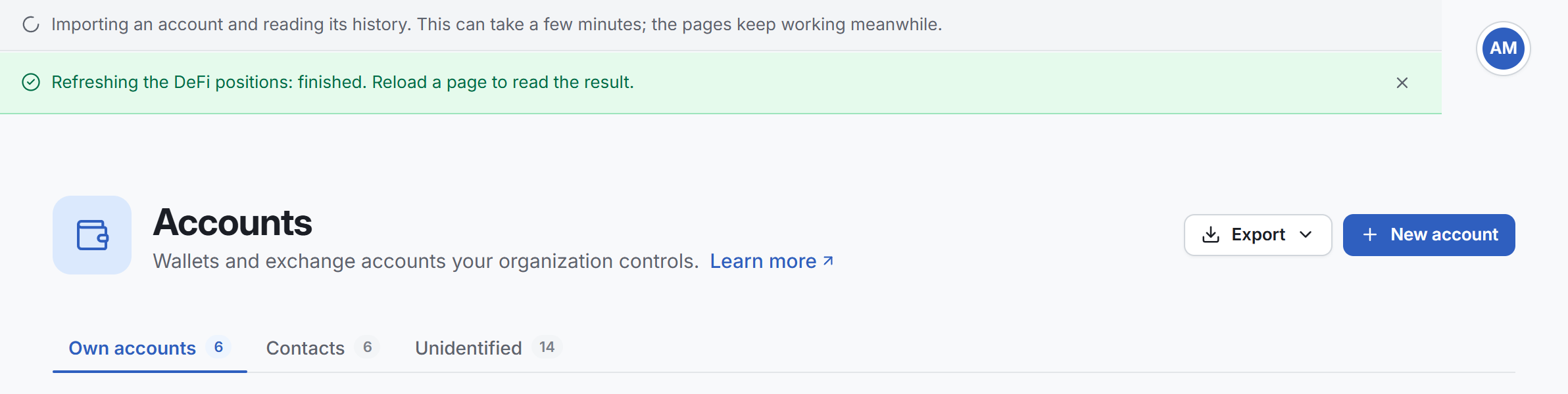 The task notice at the top of a page, with one task running and one finished